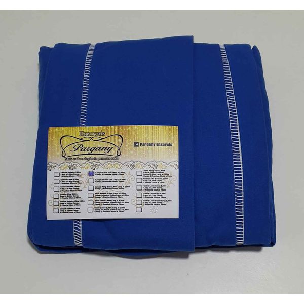 Lençol Malha Casal Padrão Liso Azul Caneta e 2 fronhas 