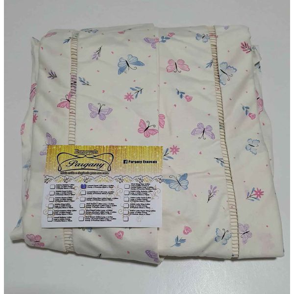 Lençol Malha Casal Padrão Estampado Borboleta com fundo Marfim e 2 fronhas Copia
