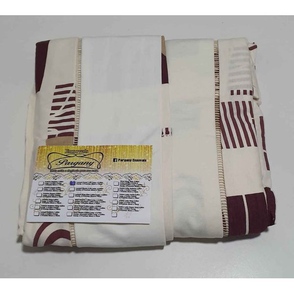 Lençol Malha Casal Padrão Estampado Geometrico Marrom com fundo marfim e 2 fronhas 