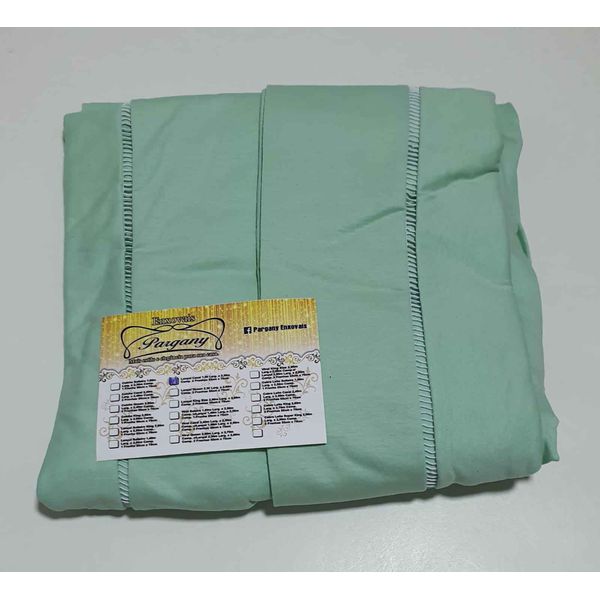 Lençol Malha Casal Padrão Liso Verde Agua e 2 fronhas 