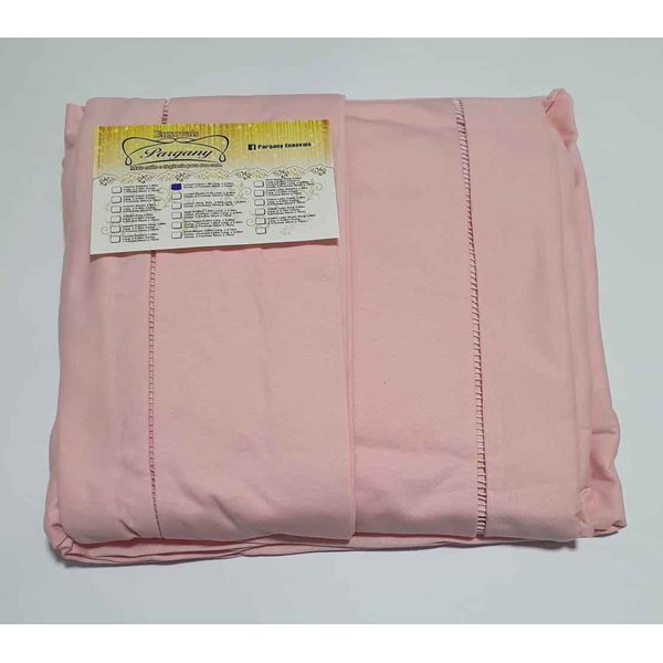 Lençol Malha Casal Padrão Liso Rosa Claro elastico com 2 Fronhas Copia Copia