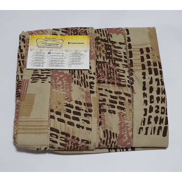 Lençol Malha Casal Padrão Estampado Bege Preto com Fundo Areia com 2 Fronhas 