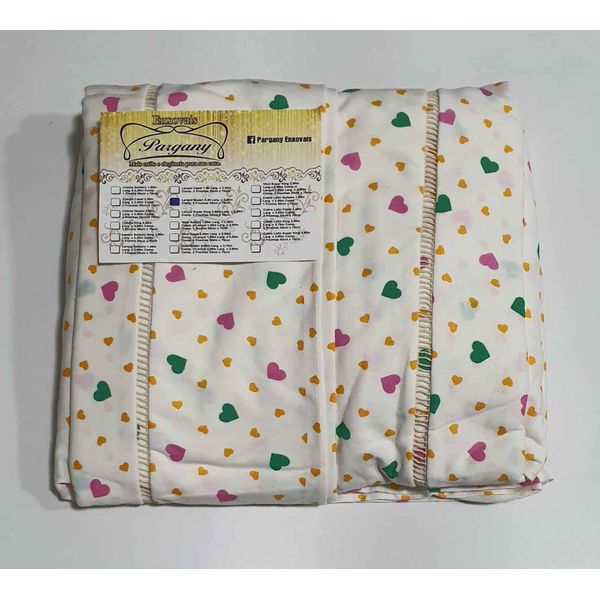 Lençol Malha Queen Estampado Florido Coração Colorido com fundo Marfim elástico com 2 Fronhas 