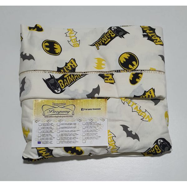 Lençol malha Solteiro Estampando Batman Preto Amarelo com fundo marfim com 1 Fronha 