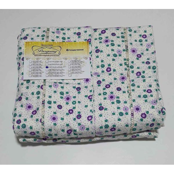 Lençol Malha Super King Estampado Florzinha Verde Lilas e fundo Marfim com 2 fronhas 