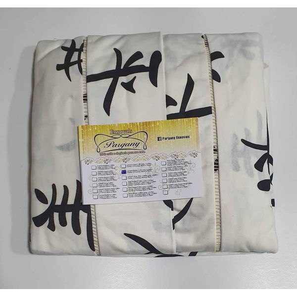 Lençol Malha Casal Padrão Estampado Letras Japonesa com fundo marfim