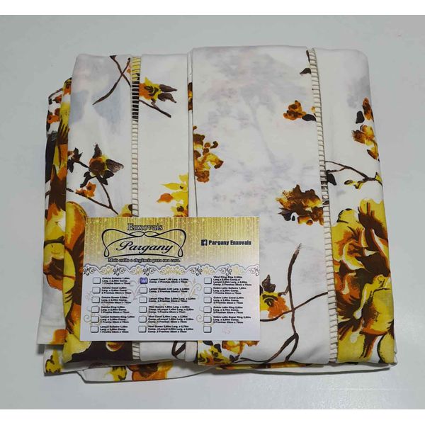 Lençol Malha Casal Padrão Estampado Florido Amarelo com fundo marfim