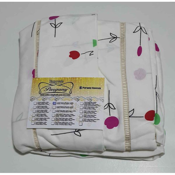 Lençol Malha Casal Padrão Estampado Tulipa com fundo marfim