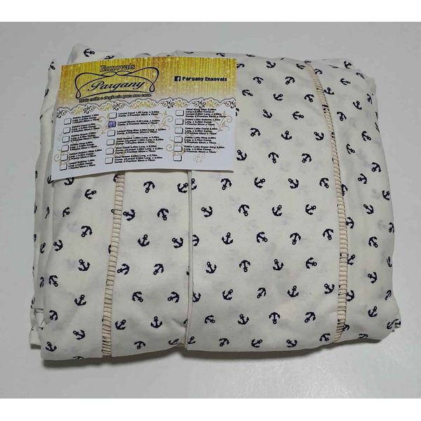 Lençol Malha Queen Estampado Ancora com fundo marfim 