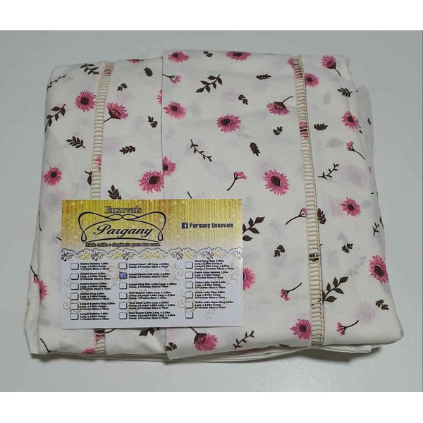 Lençol Malha Queen Estampado Girassol Rosa com fundo marfim e 2 fronhas