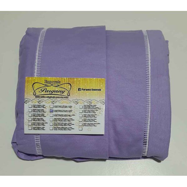 Lençol Malha Queen Liso Lilás e 2 fronhas