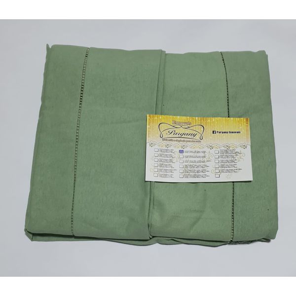 Lençol Malha Casal Padrão Liso Verde Seco elastico com 2 Fronhas 