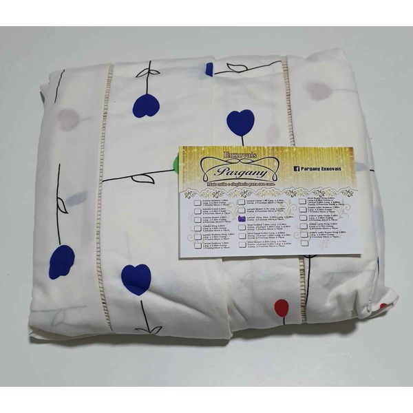 Lençol Malha Super King Estampado Tulipa fundo Marfim com 2 fronhas 