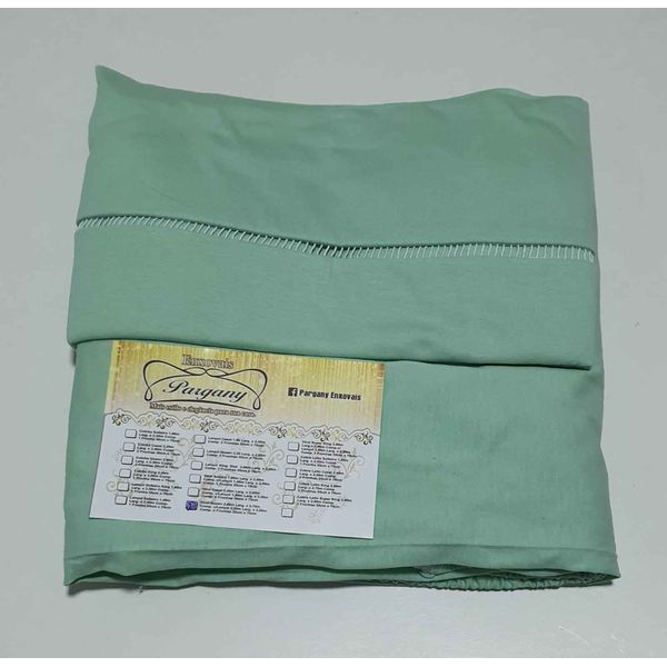 Lençol malha Solteiro Liso Verde Agua com 1 Fronha 
