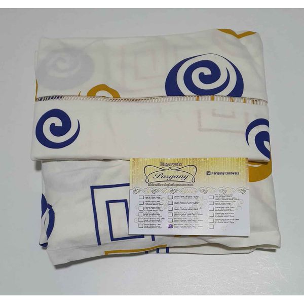 Lençol malha Solteiro Estampado Geométrico Azul fundo Marfim com 1 Fronha 