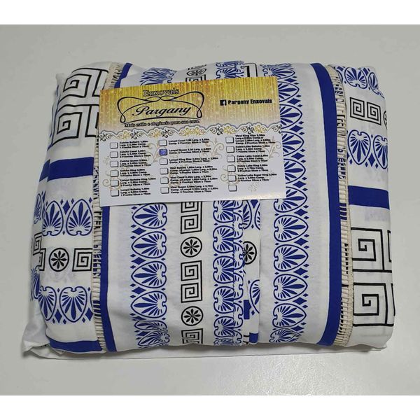 Lençol Malha Queen Estampado Azul com fundo branco
