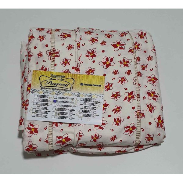 Lençol Malha Queen Estampado Florido Vermelho com fundo marfim