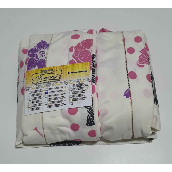 Lençol Malha Queen Estampado Florido Rosa com fundo marfim