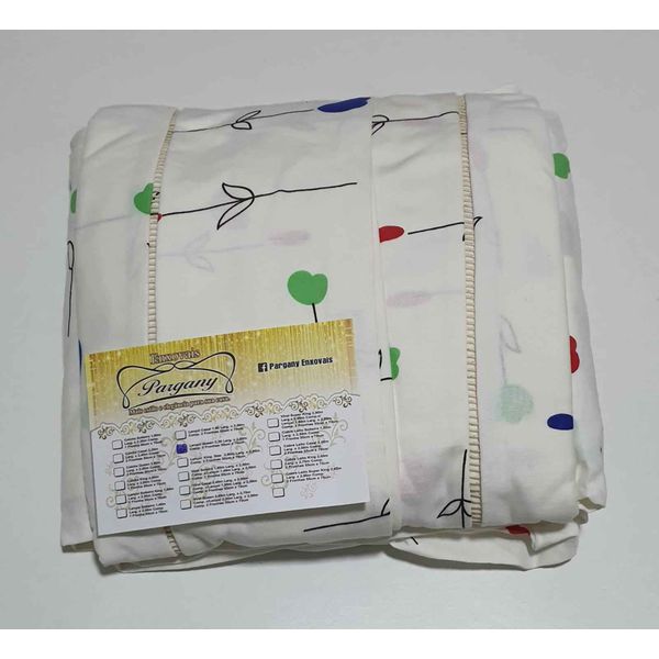 Lençol Malha Queen Estampado Tulipa com fundo Marfim