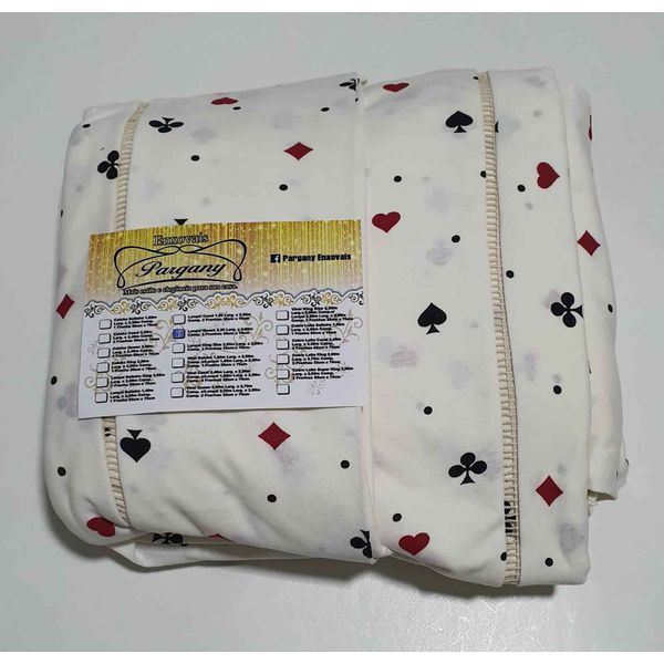 Lençol Malha Queen Estampado Baralho com fundo marfim