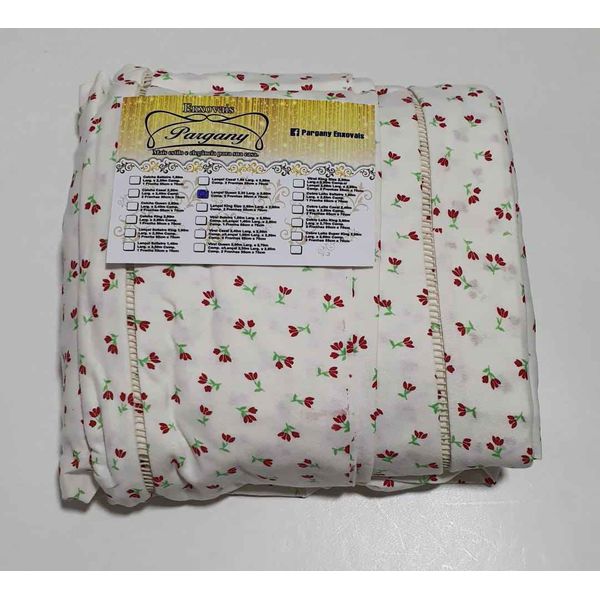 Lençol Malha Queen Estampado Florzinhas vermelho com fundo marfim