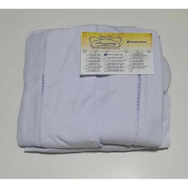 Lençol Malha Queen Liso Branco elástico com 2 Fronhas 
