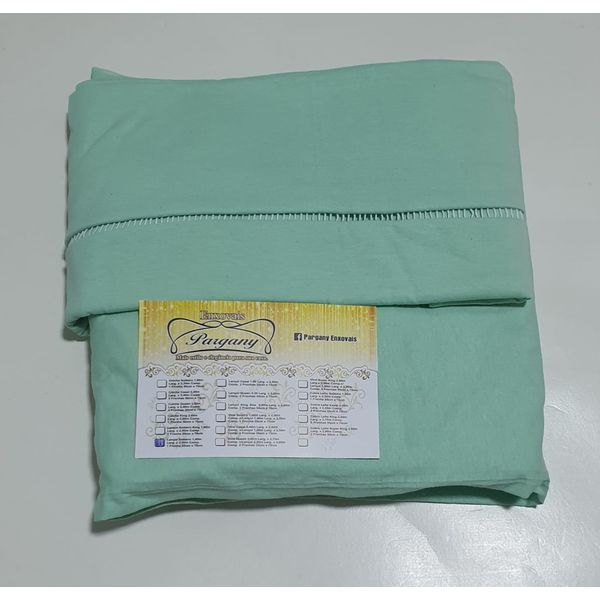 Lençol malha Solteiro Liso Verde Agua com 1 Fronha 