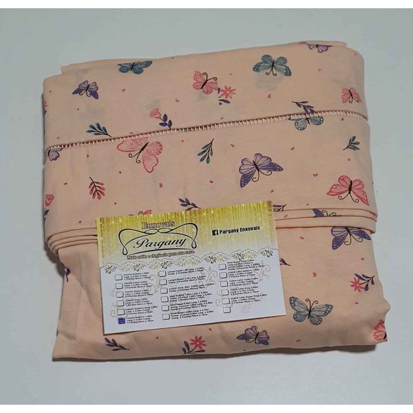 Lençol malha Solteiro Estampado Borboletas coloridas com fundo Salmon com 1 Fronha 