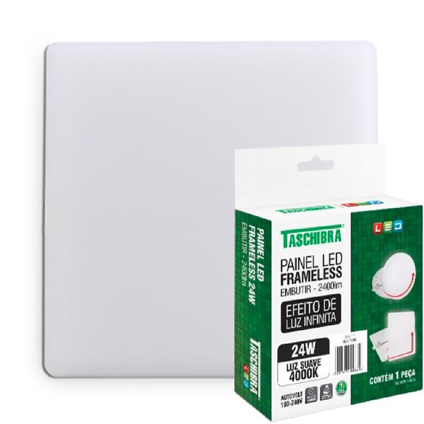 PAINEL LED FRAMELESS EMBUTIR 24W QUADRADO 6500K TASCHIBRA