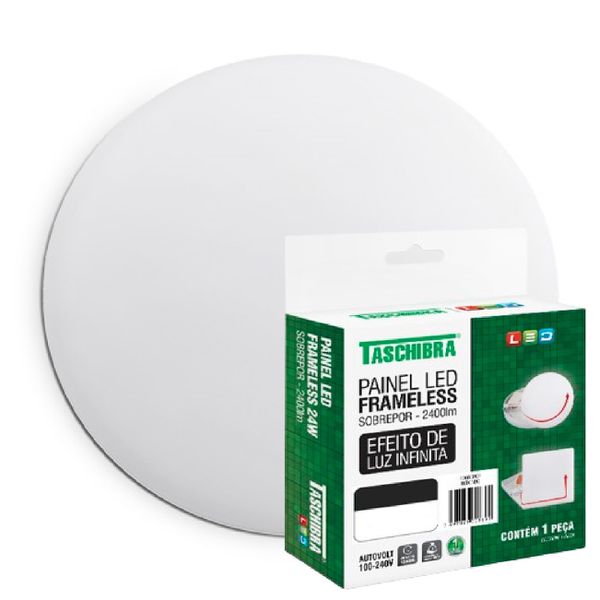 PAINEL LED FRAMELESS SOBREPOR 24W REDONDO 6500K TASCHIBRA