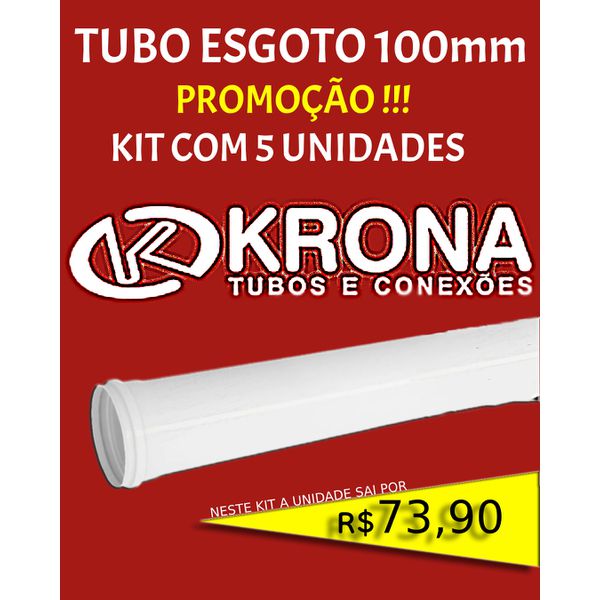 TUBO ESGOTO 100MM BARRA 6 MTS - 5 Barras | R$ 73,90 cada Promoção!!