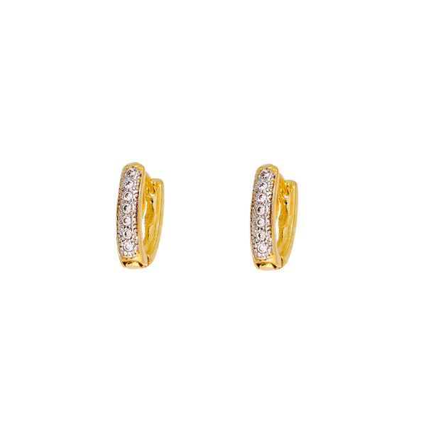 Brinco Argola Oval Venice Semijoia Semijoia Banho De Ouro 18k Cravação De Zircônias Detalhe Em Ródio