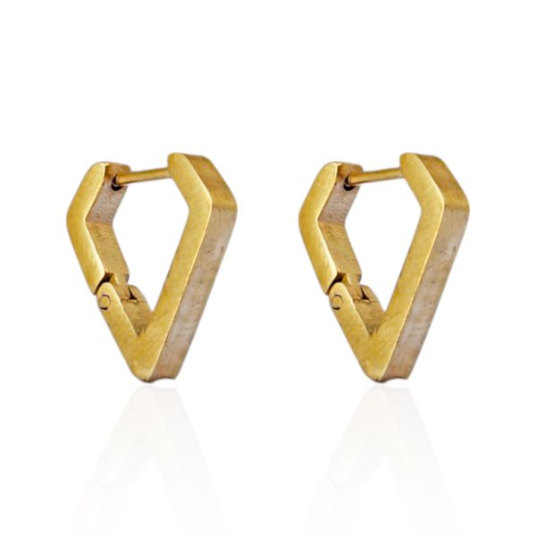 Brinco Argola Diamante Aço Inoxidável Dourado