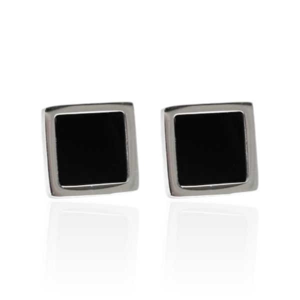 Brinco Quadrado Preto Aço Inoxidável 