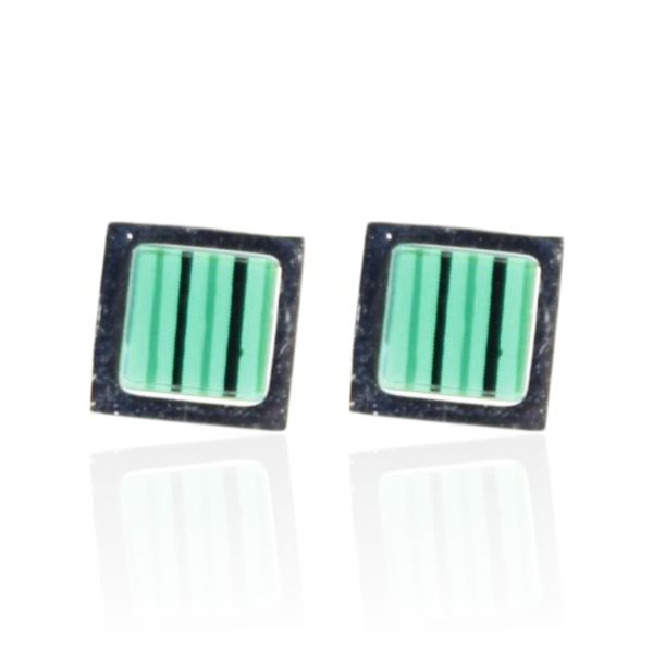 Brinco Quadrado Verde Aço Inoxidável 