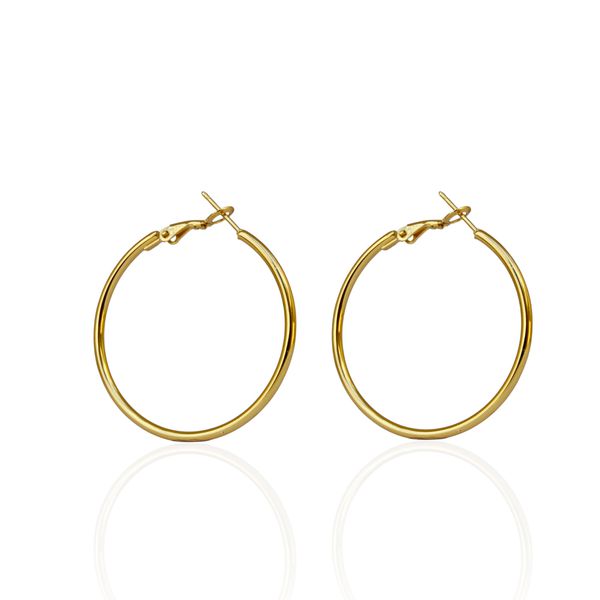 Brinco Argola Lisa Aço Inoxidável Dourado 