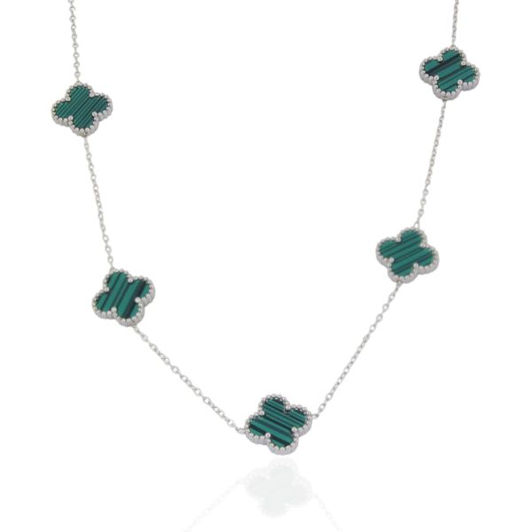 Colar Trevo Grande Verde Aço Inoxidável 