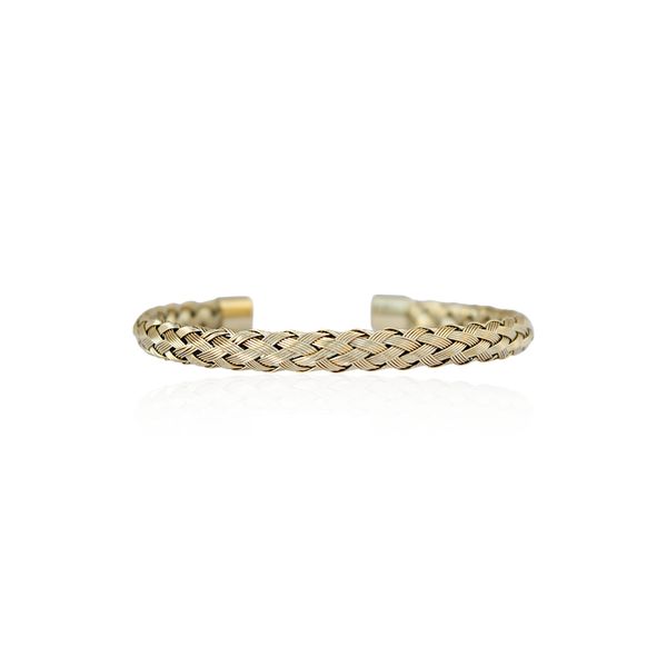 Bracelete Fios Trançados Aço Inoxidável Dourado