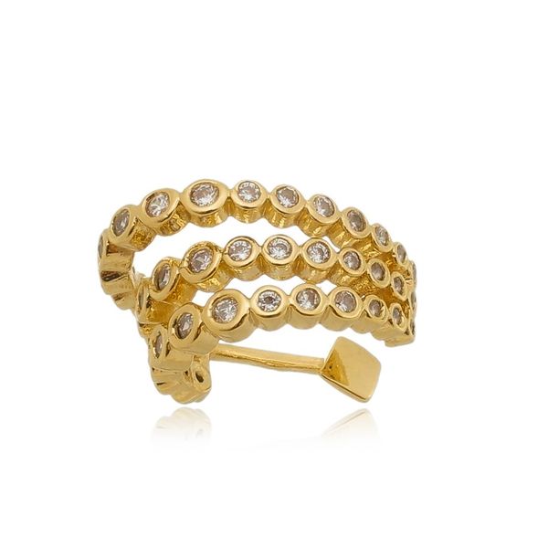 Brinco Piercing Fake Alta Fusão Cravejado Semijoia Banho De Ouro 18k