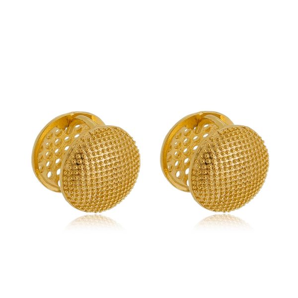 Brinco Argola Redondo Texturizada Semijoia Banho De Ouro 18k