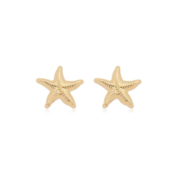 Brinco Estrela do Mar Semijoia Banho de Ouro 18K