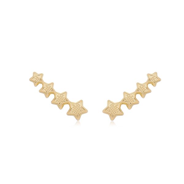 Brinco Ear Cuff Estrelas Texturizado by Kumbayá Joias 