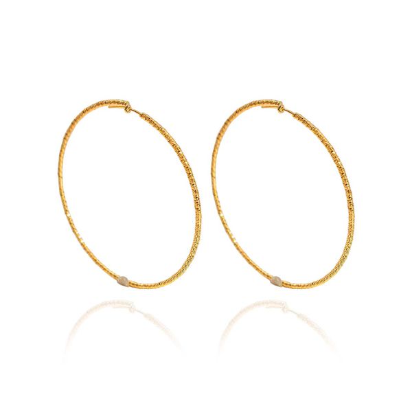 Brinco Argola Grande Texturizada Banho de Ouro 18K