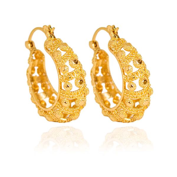 Brinco Argola Grossa Texturizada Banho de Ouro 18K