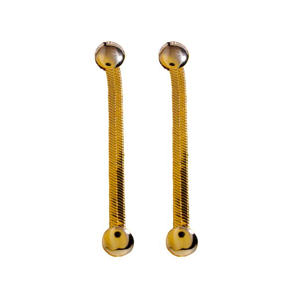 Brinco Longo Laminado com Base Redonda Banho de Ouro 18K