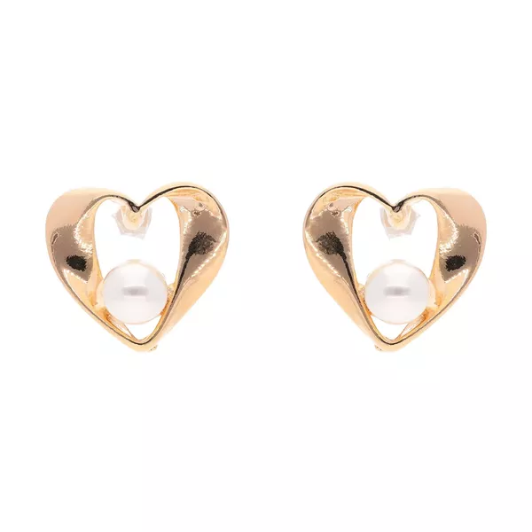 Brinco Coração Torcido Com Pérola By Kumbayá Joias