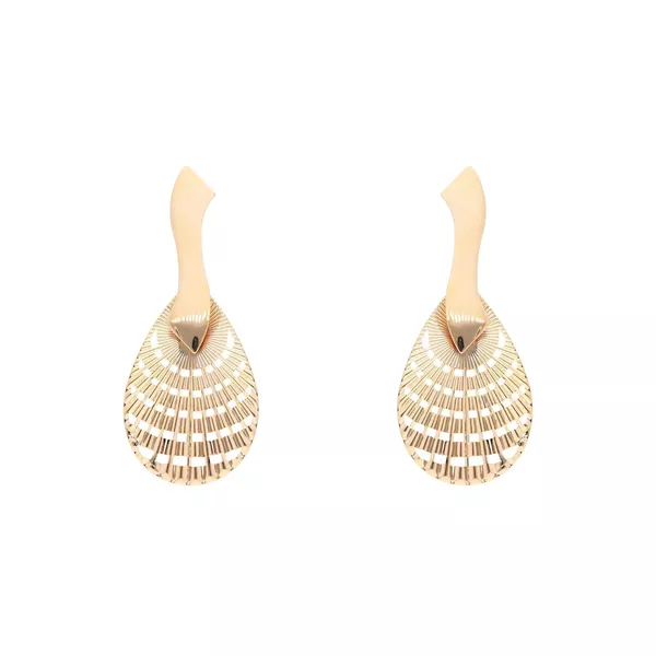 Brinco Base Curvada e Longa Gota com Vazados by Kumbayá Joias 