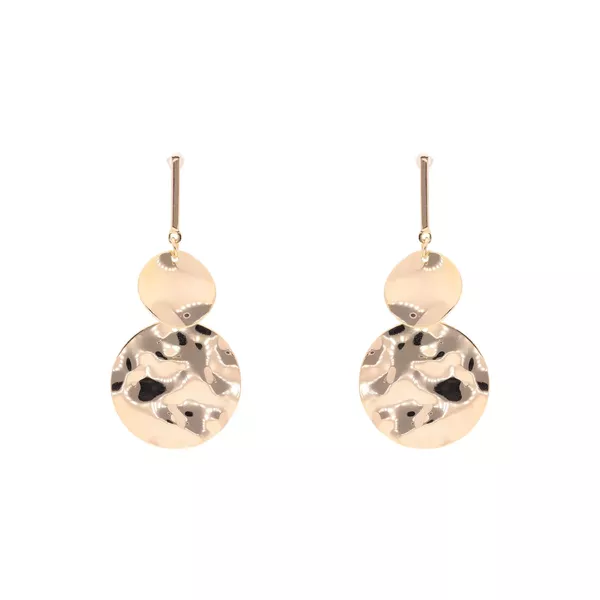 Brinco Duplo Redondo Martelado e Base Palito by Kumbayá Joias 