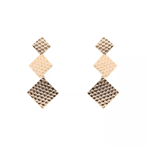 Brinco Triplo Losangos Martelado By Kumbayá Joias