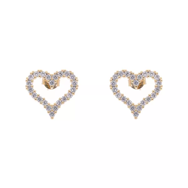 Brinco Coração Vazado com Zircônias Incolores by Kumbayá Joias 